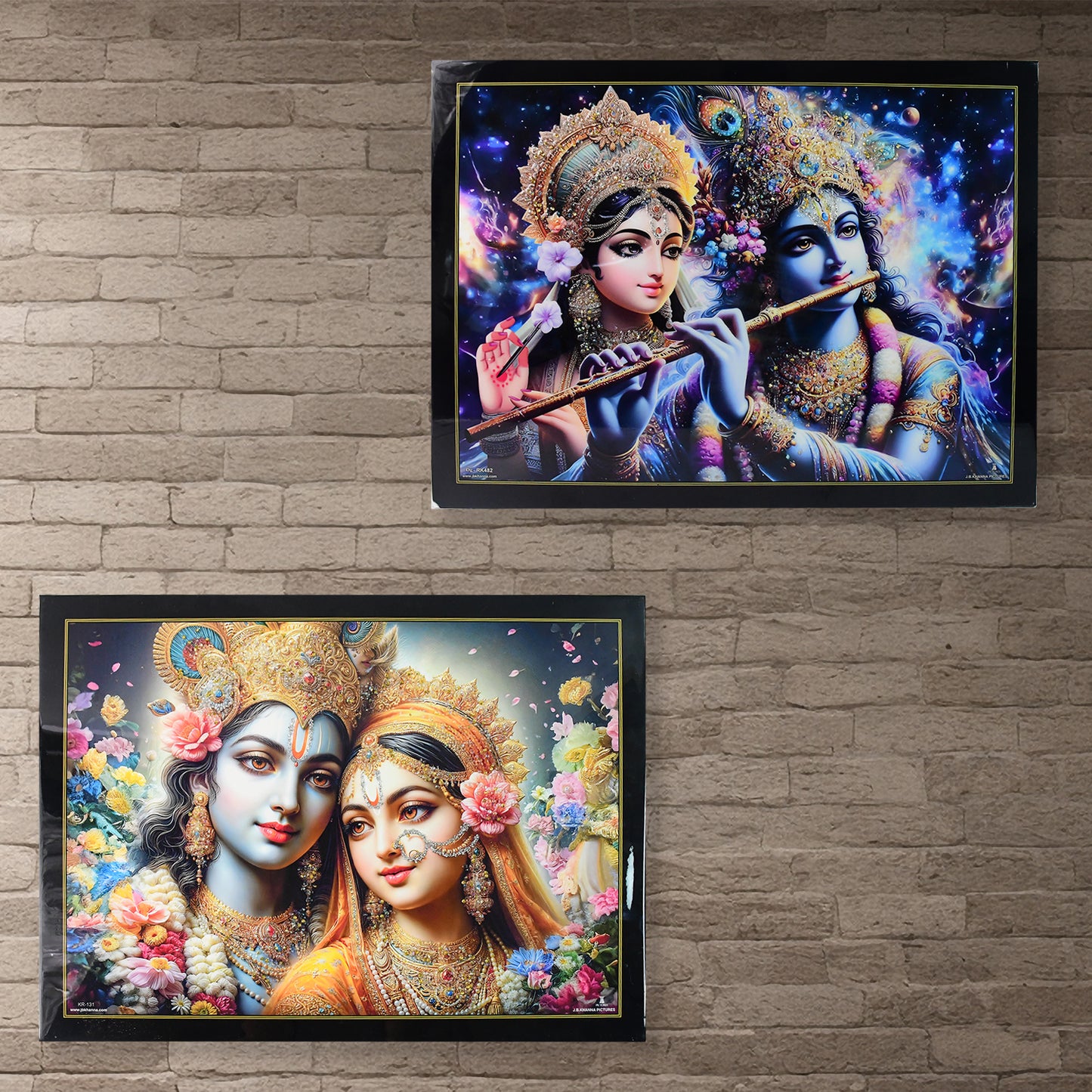 Lord Krishna Radha Wall Painting with Wooden Frame - 60x45 cm, 1 Pc - Happy Price - Image 4