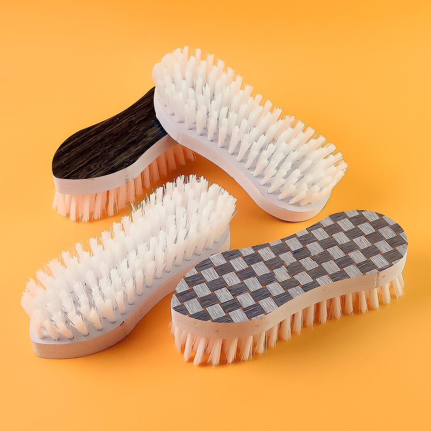 Ergonomic Curved Laundry Brush Set, 4 Pcs - Durable Plastic with Nylon Bristles for Clothes & Shoes - Happy Price - Image 2