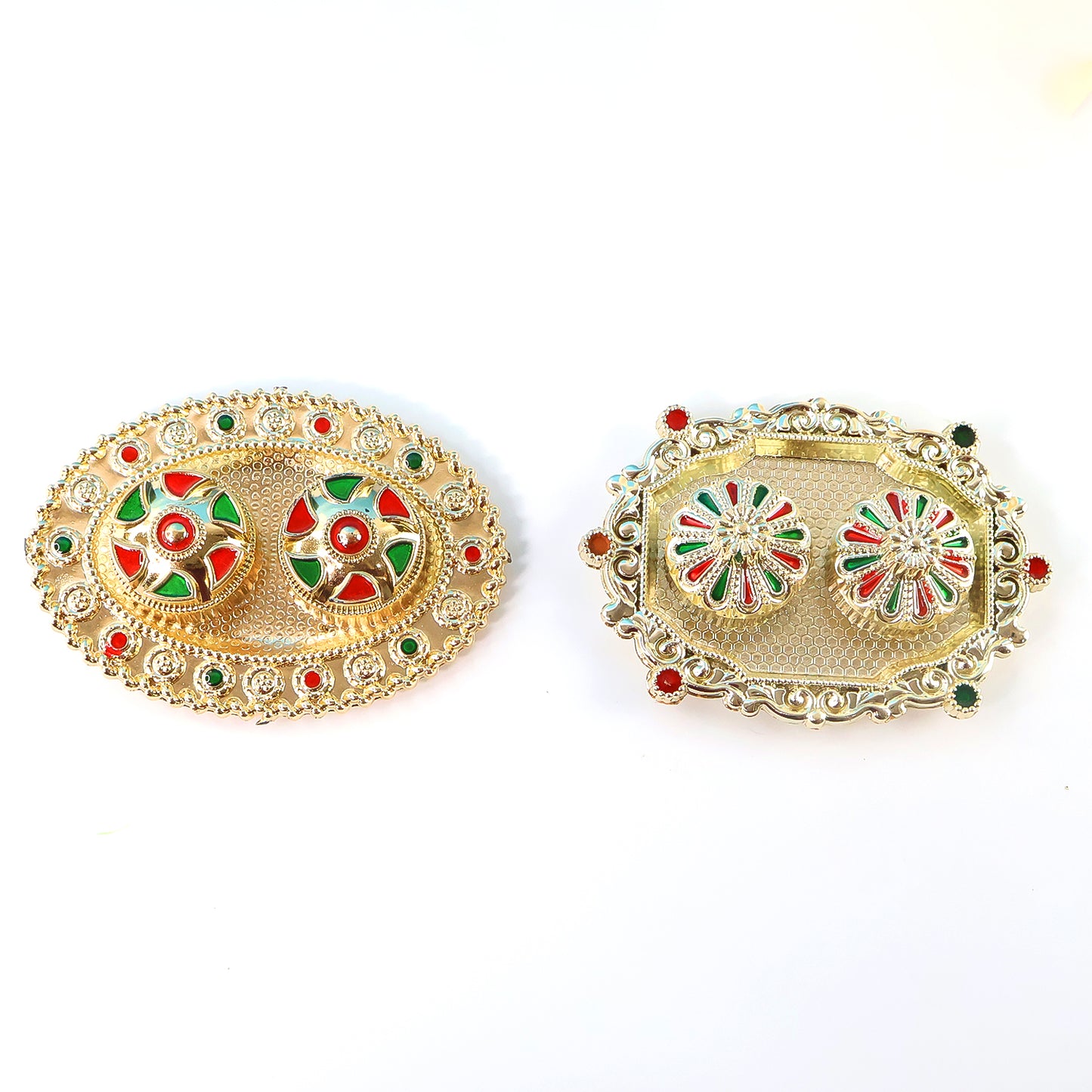 Meenakari Pooja Thali Set with 2 Bowls & Lids - Decorative Kumkum Haldi Container (1 Pc, Assorted Design) - Happy Price - Image 2