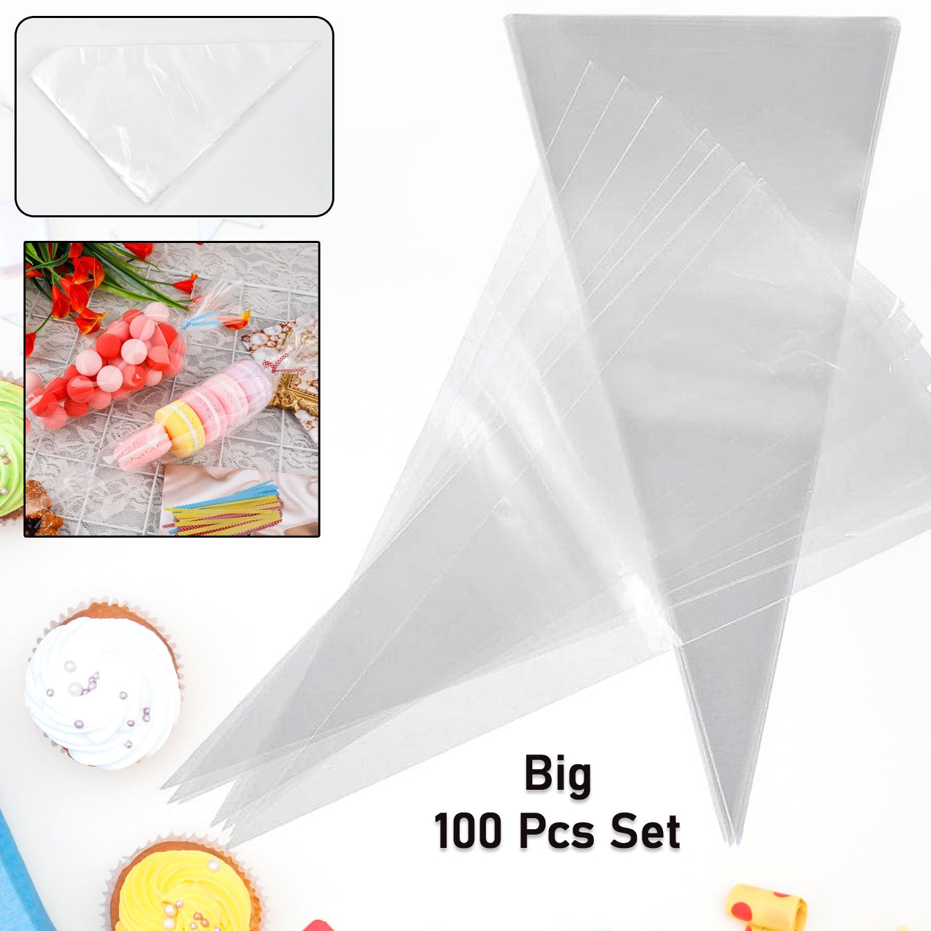 Disposable Piping Bags - 100 Pcs Set, Medium Size for Baking & Decorating - Happy Price - Image 1
