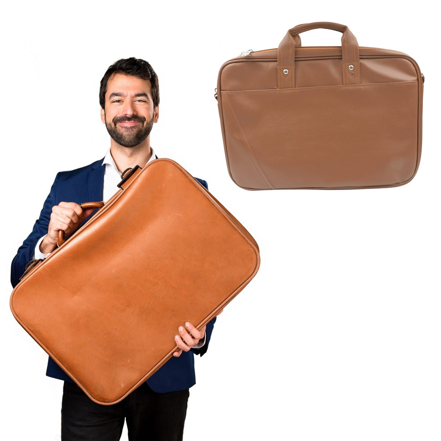 Multipurpose Bag Shoulder Side Bag Office Laptop Faux Leather Executive Formal Laptop Macbook Messenger Office Travel Business Shoulder Hand Sling Bag For Men Women With Multiple Compartments - Happy Price - Image 5