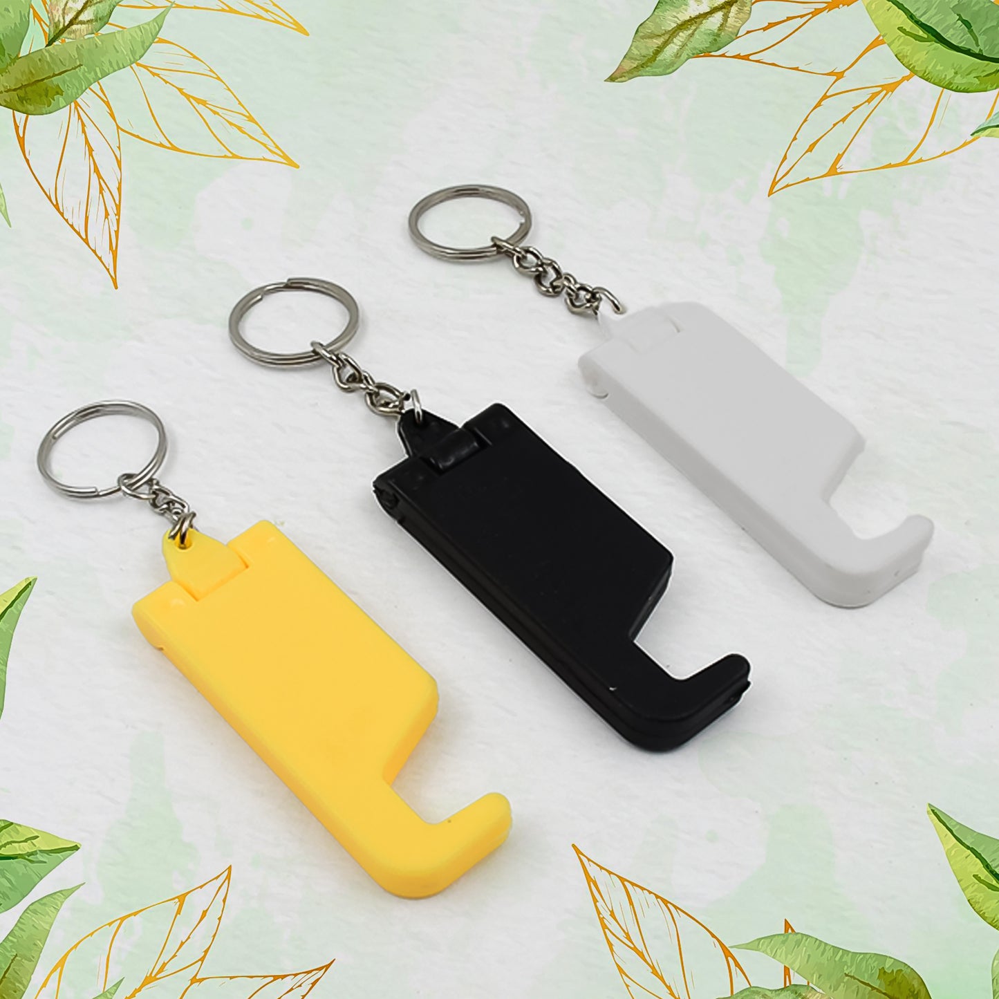 2 In 1 Plastic Keychain With Mobile Stand Phone Holder (100 Pcs Set Multicolor) - Happy Price - Image 2