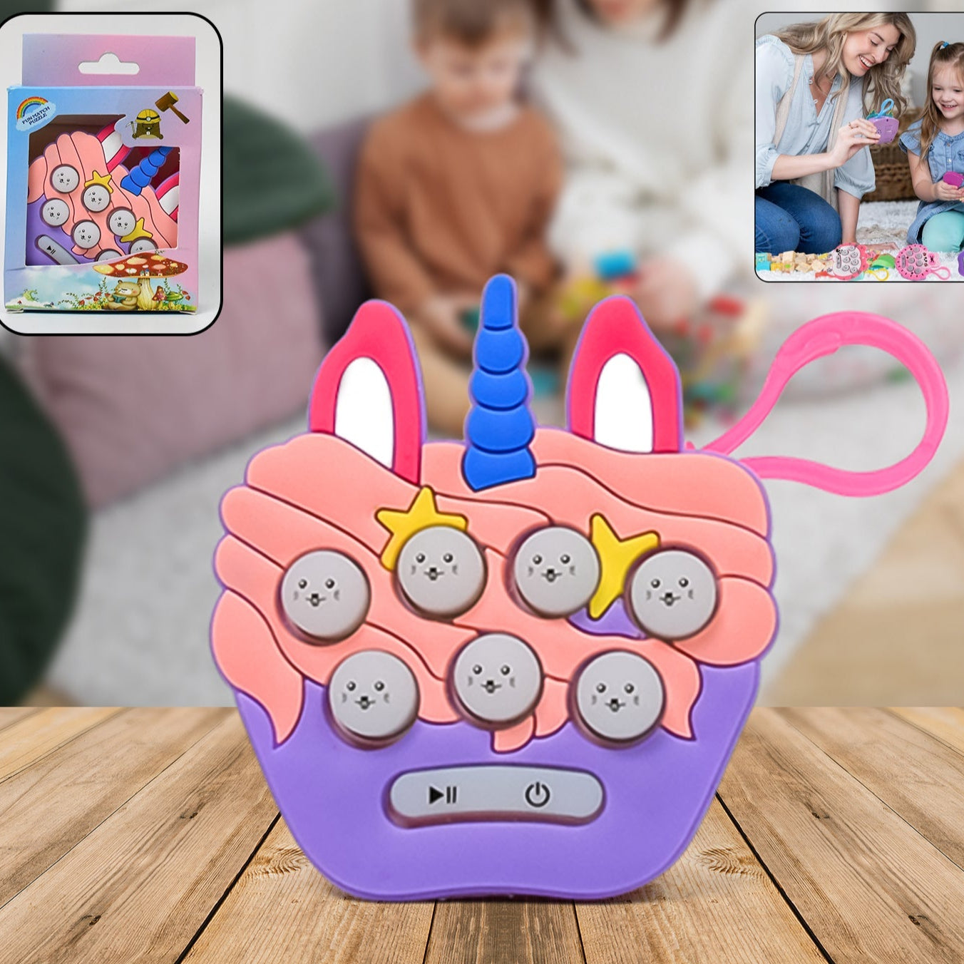 Mini Push Bubbles Game With Keychain Music Game (1 Pc) - Happy Price - Image 1