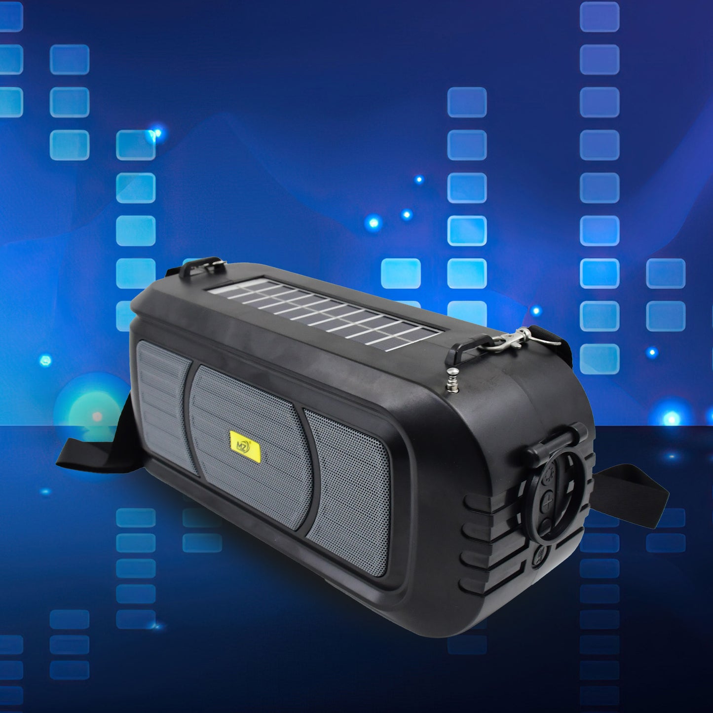 Wireless Bluetooth Speaker 5w High Bass With Wireless Mic Microphone Led Torch Solar Charging Support Usb Adjustable Strap (1 Set) - Happy Price - Image 4