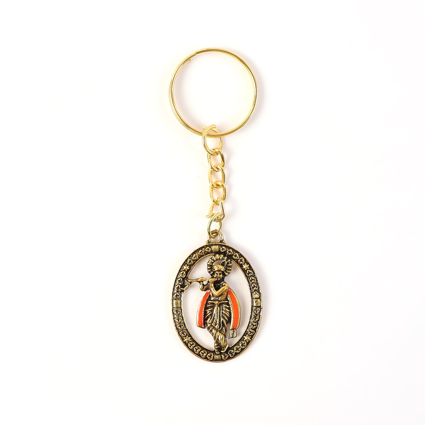 Lord Krishna Metal Keychain - Antique Finish Decorative Religious Key Ring (1 Pc) - Happy Price - Image 5