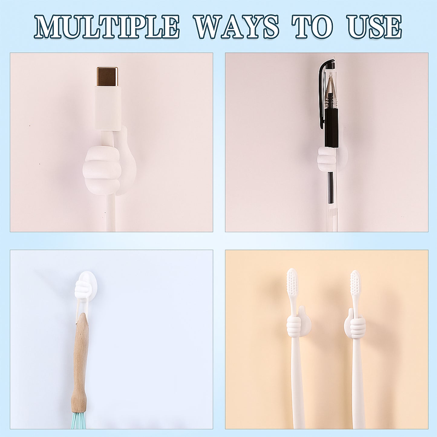 White Hand Shape Wall Hook for Keys & Cables - 1 Pc - Happy Price - Image 3