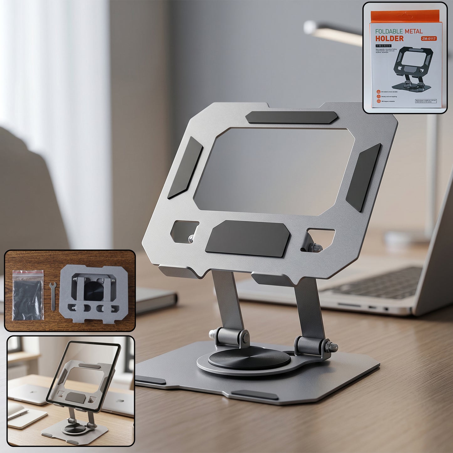Adjustable Metal Phone and Tablet Stand Holder - Foldable & Portable - Happy Price - Image 3