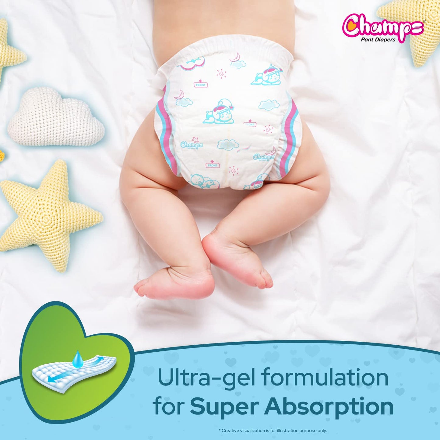 Champs Soft And Dry Baby Diaper Pants 74 Pcs (Medium Size M74) - Happy Price - Image 5