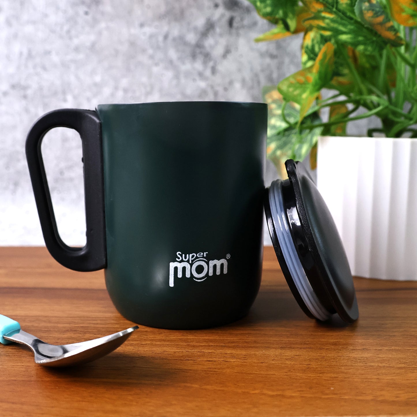 Supermom Metallic Stainless Steel Insulated Mug With Lid Approx 300ml (1 Pc) - Happy Price - Image 7