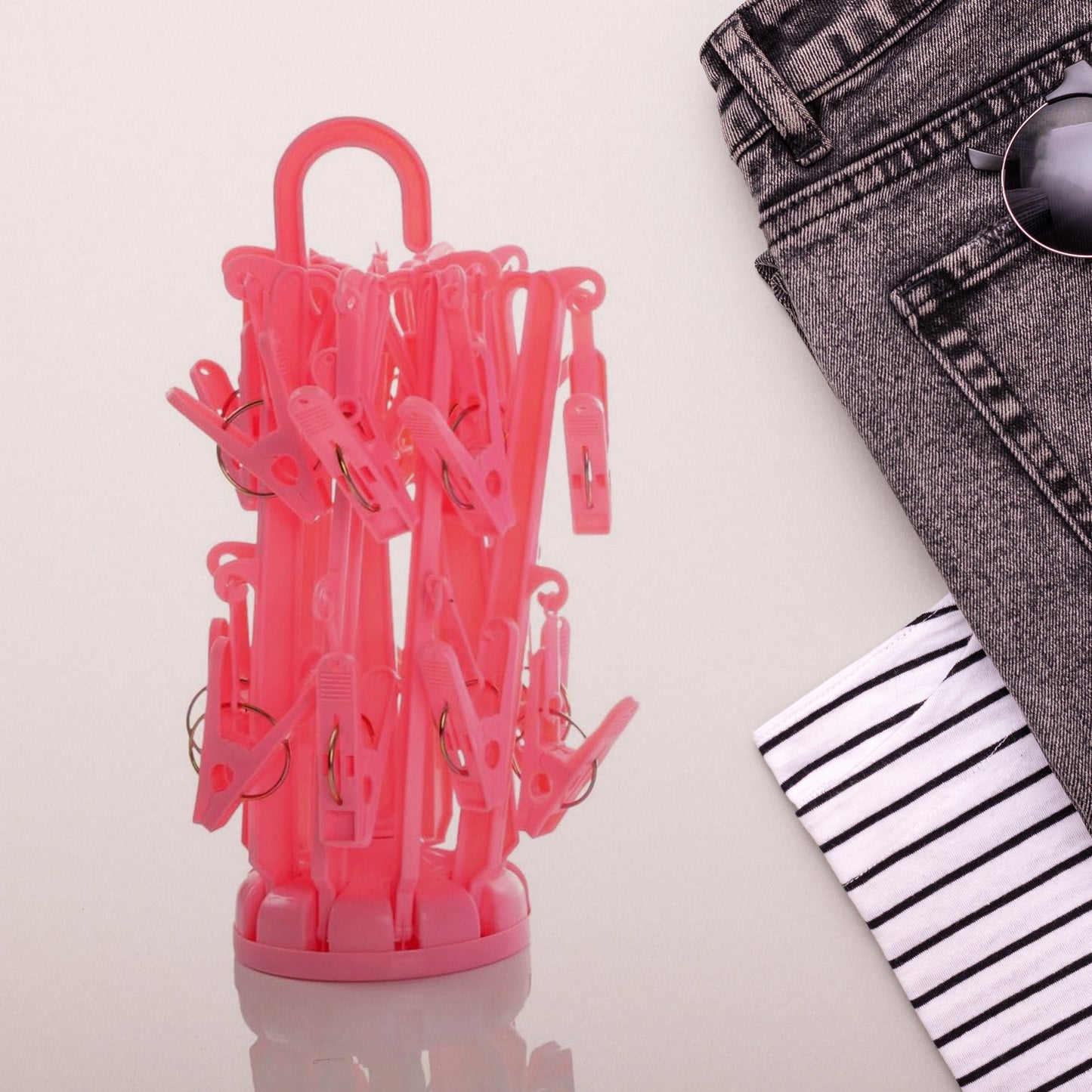 16 Clip Foldable Plastic Clothes Drying Hanger Rack - Happy Price - Image 2