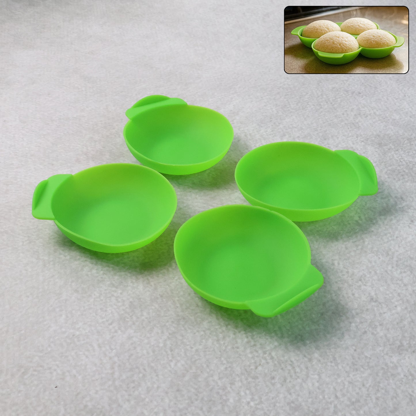 Silicone Idli Maker Cups - Set of 4 | Non-Stick Steamer Moulds for Idli, Dhokla & Egg - Happy Price - Image 6