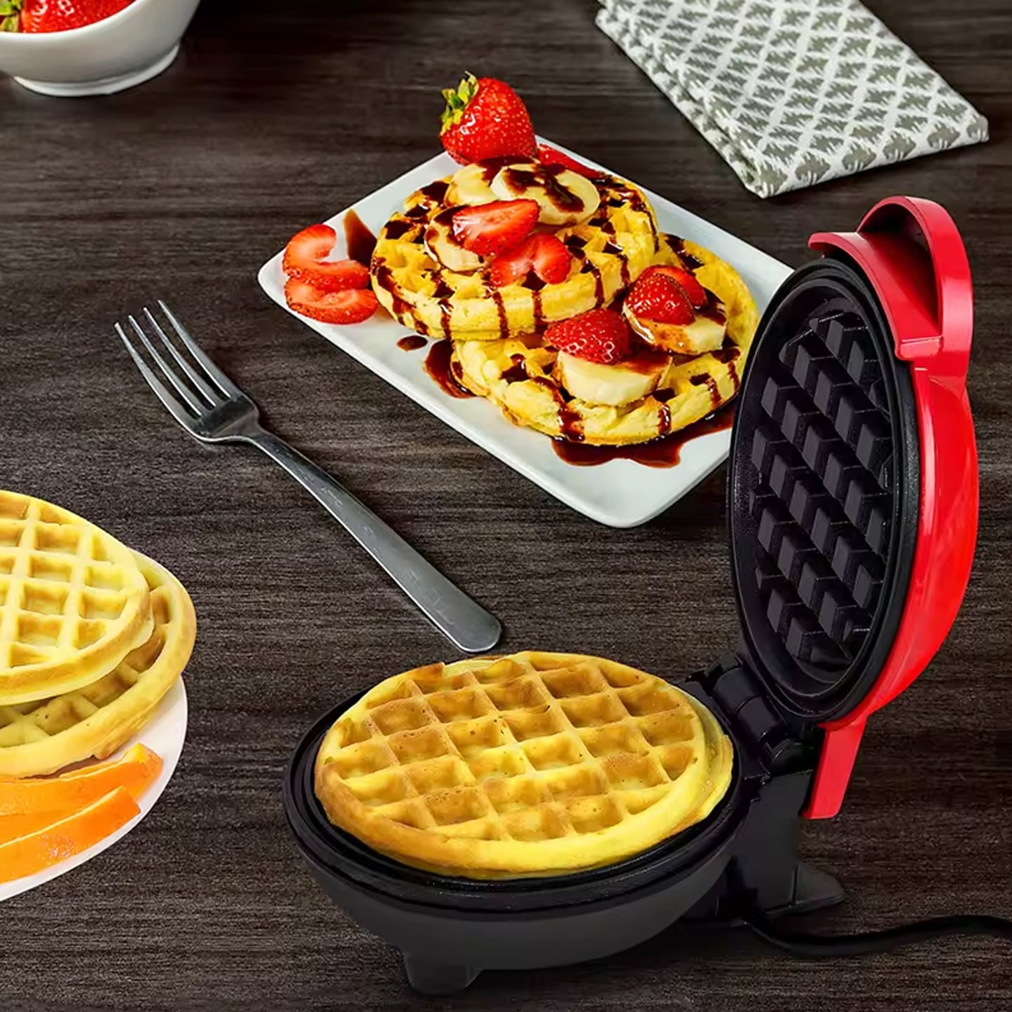 Mini Waffle Maker Machine Waffle Iron Home Appliances Kitchen Gift Easy To Clean On-stick Surfaces Perfect Breakfast Dessert Sandwich Pan Cakes Paninis Other Snacks Machine - Happy Price - Image 4