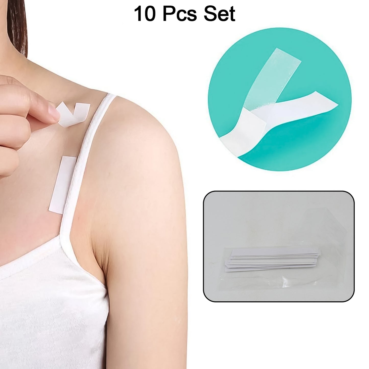 Waterproof Anti-skid Disposable Double Sided 10 Adhesive Transparent Clear Medical Tape For Lingerie (10 Pcs Set) - Happy Price - Image 2