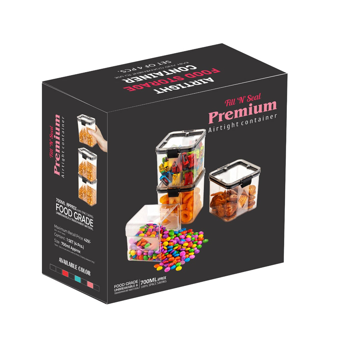 4pc Square Container 700ml Used For Storing Types Of Food Stuffs And Items. - Happy Price - Image 2