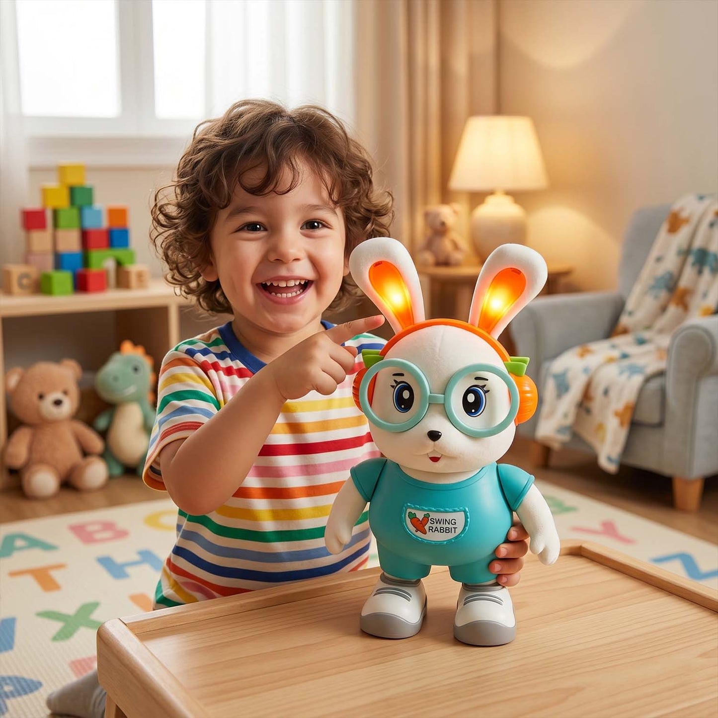 Musical Dancing Rabbit Toy with Light-Up Ears - Fun & Educational for Kids (1 Pc) - Great Price - Image 3