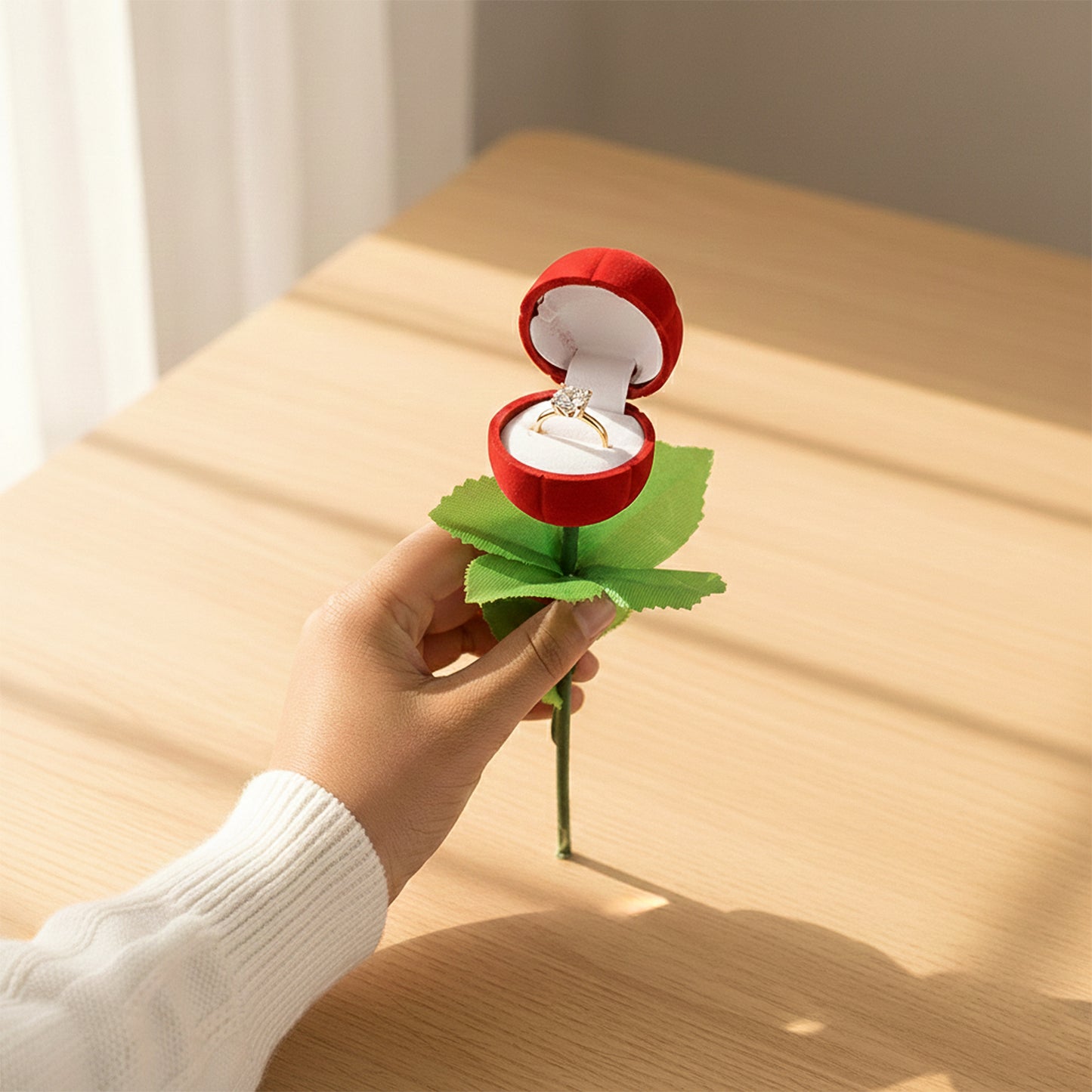 Romantic Rose Ring Box Set - 2 Pcs Flower Shaped Jewelry Holder - Happy Price - Image 5