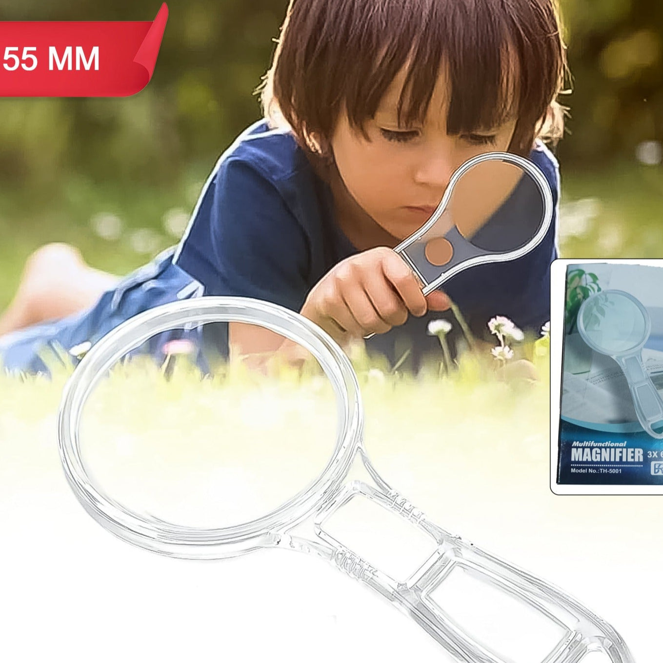 Handheld Plastic Magnifying Glasses (1 Pc 55 Mm) - Happy Price - Image 1