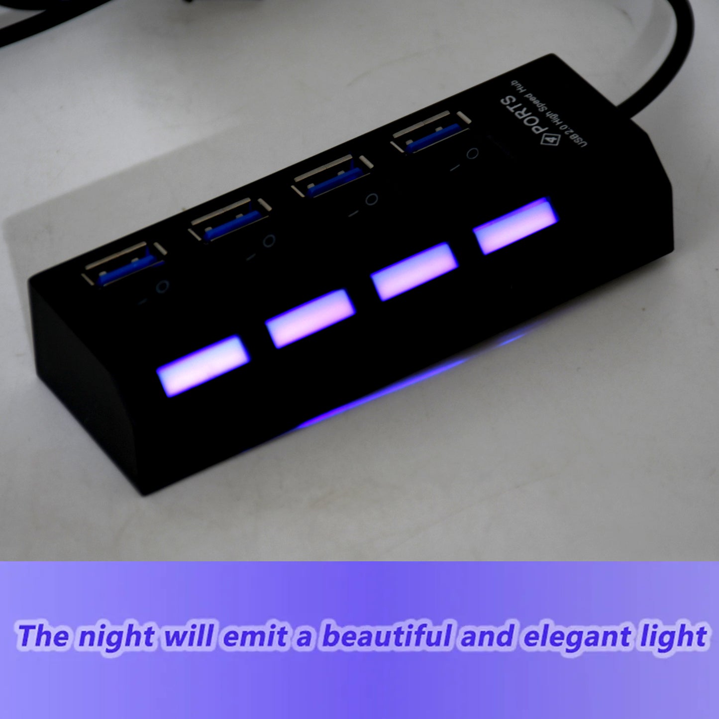 4 Port Usb Hub Usb 2.0 Hub Splitter High Speed With Onoff Switch Multi Led Adapter Compatible With Tablet Laptop Computer Notebook - Happy Price - Image 3