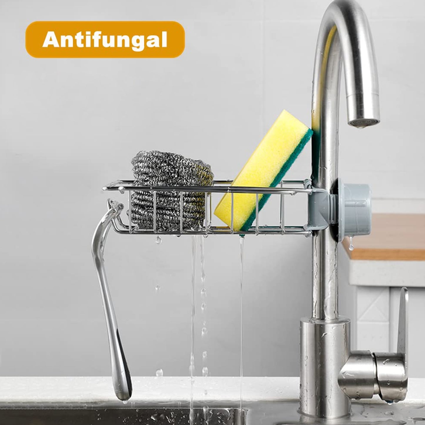 Stainless Steel Faucet Holder for Kitchen Sink - Sponge & Soap Organizer (1 Pc) - Happy Price - Image 2