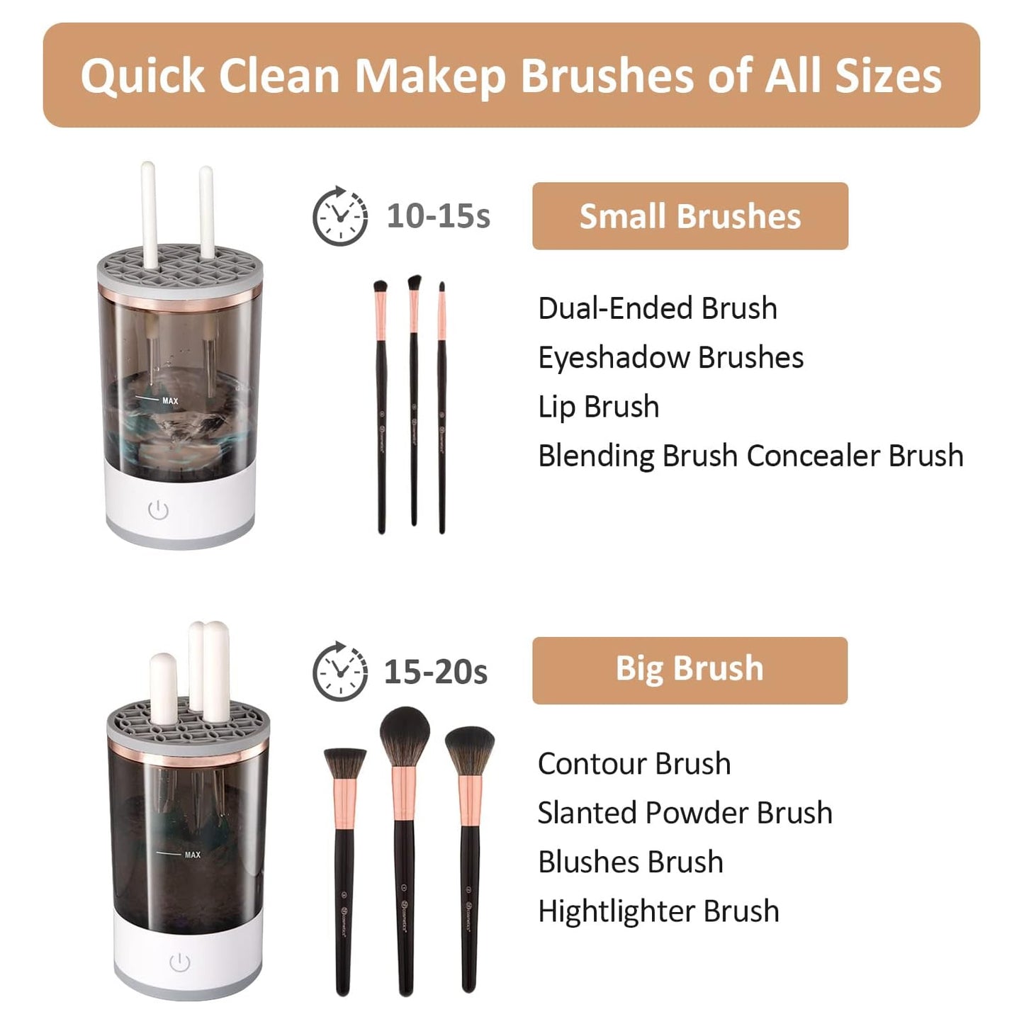 Automatic Makeup Brush Cleaner Fast Electric Brush Cleaner Hand Free Machine Super Clean Brush Washer Brushes Organizer Tool (1 Pc) - Happy Price - Image 5