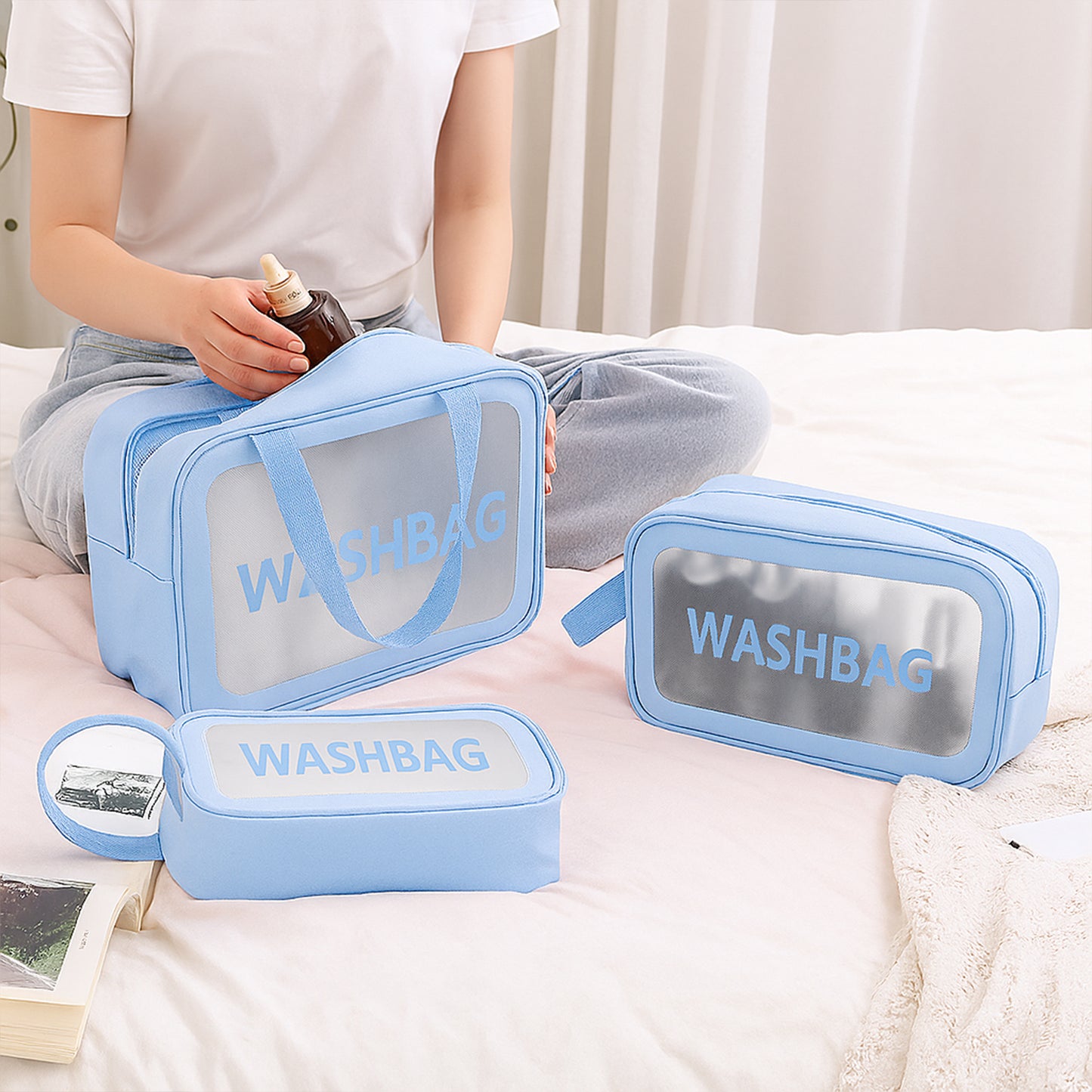 3-in-1 Waterproof Transparent Travel Toiletry Bag Set - Happy Price - Image 2