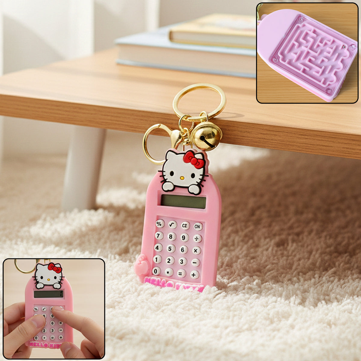 Cartoon Cat Mini Calculator Keychain - Portable Digital Display (1 Pc) - Happy Price - Image 2