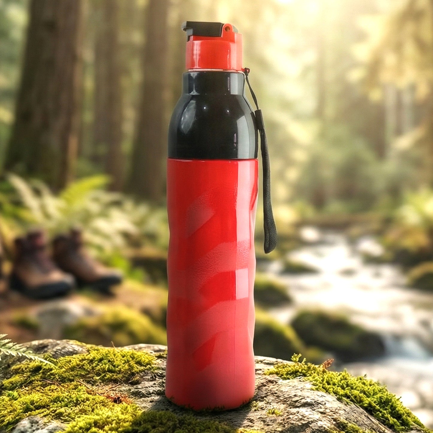 1000 ML Plastic Sports Water Bottle with Flip Lid and Strap (1 Pc) - Happy Price - Image 3