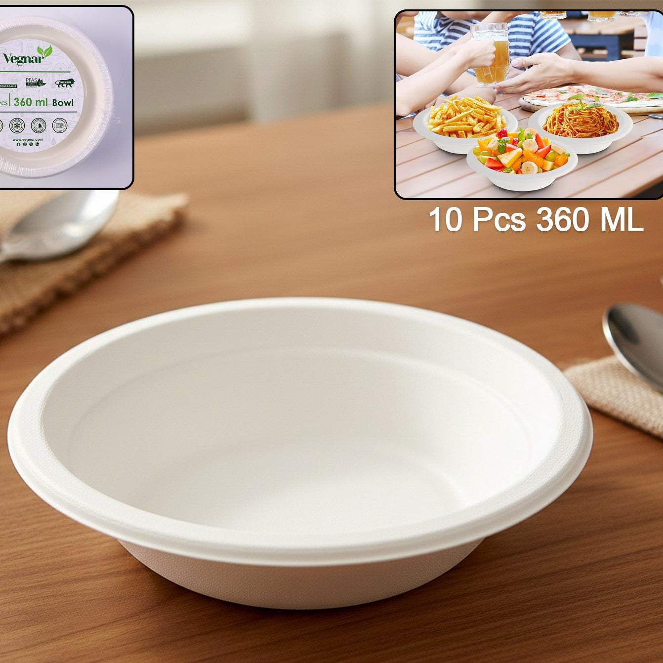 Set of 10 Disposable Food Serving Bowls, 360 ML Capacity Each - Happy Price - Image 1