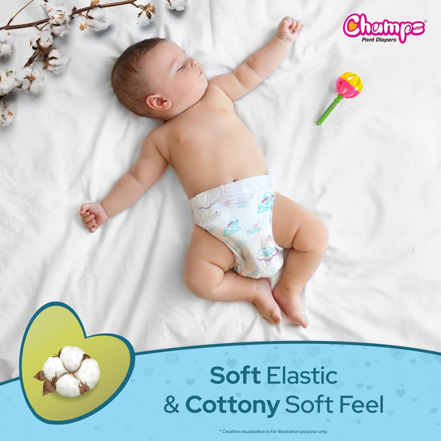 Champs Soft And Dry Baby Diaper Pants 74 Pcs (Medium Size M74) - Happy Price - Image 7