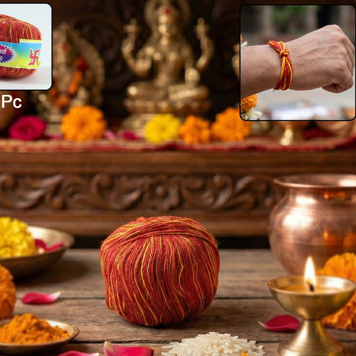 Sacred Cotton Kalawa Moli Thread for Pujas & Rituals (1 Pc) - Happy Price - Image 1