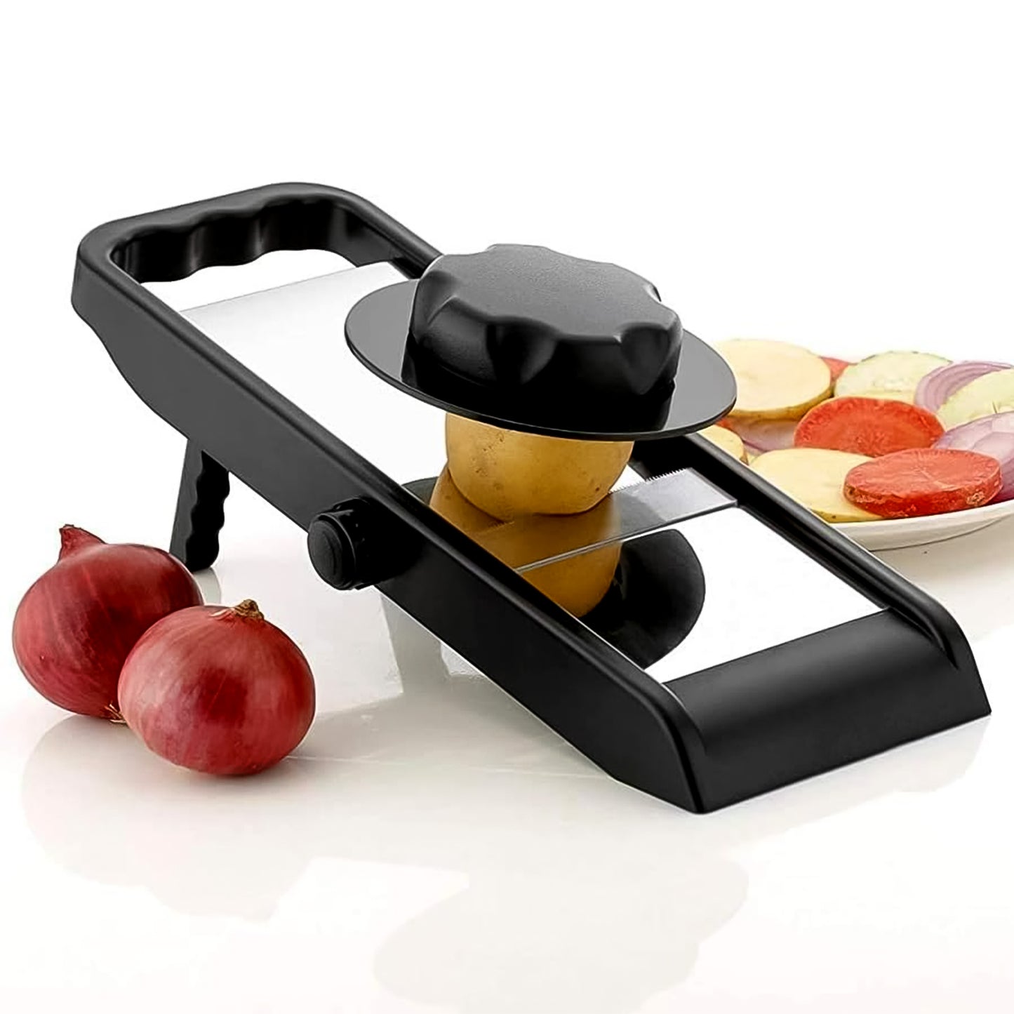 Adjustable Slicer Stainless Steel And Plastic Premium Multipurpose Potato Onion Slicer And Grater (1 Pc) - Happy Price - Image 2
