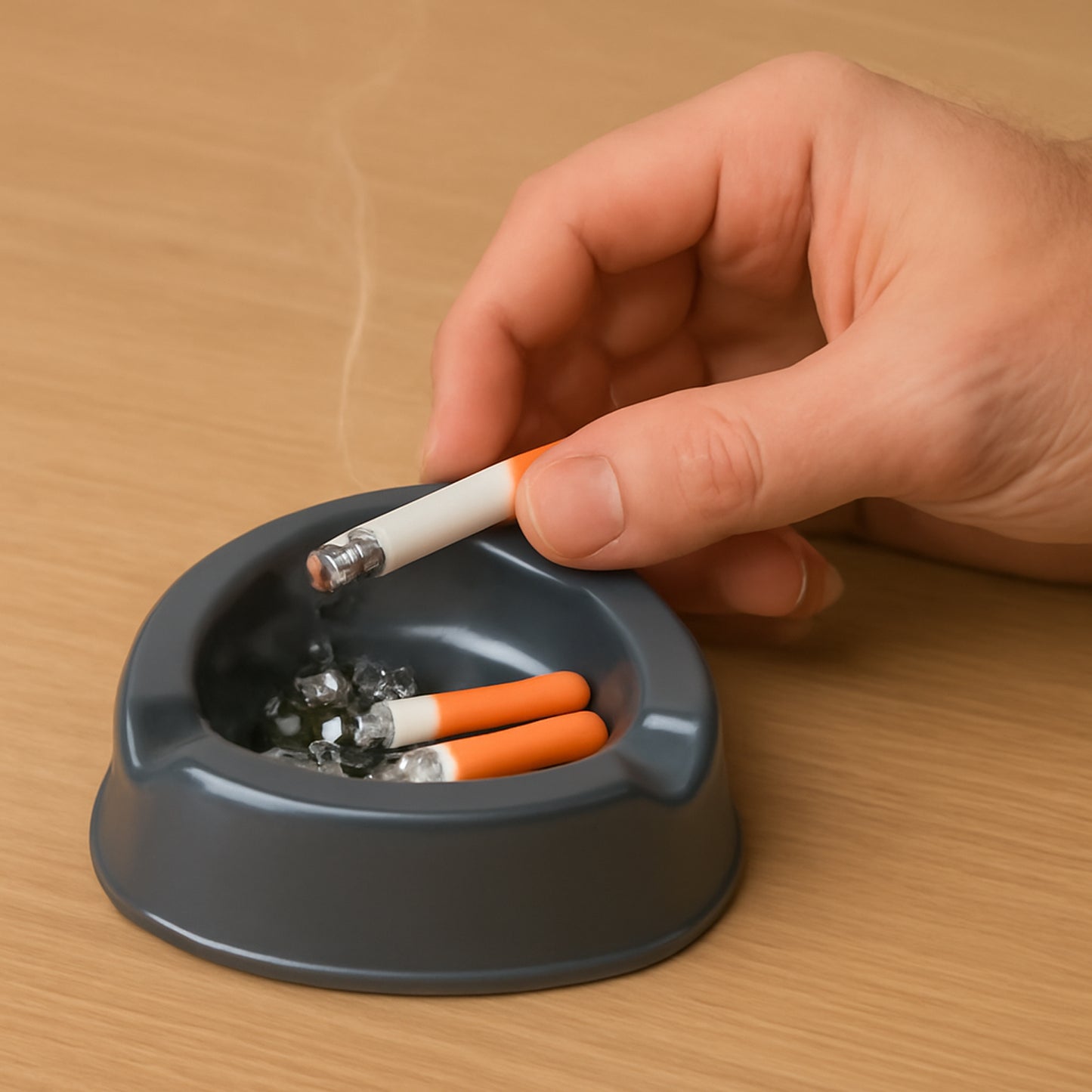 Oblivion Durable Plastic Ashtray With Wide Bowl And Triple Cigarette Holder Slots (1 Pc) - Happy Price - Image 5