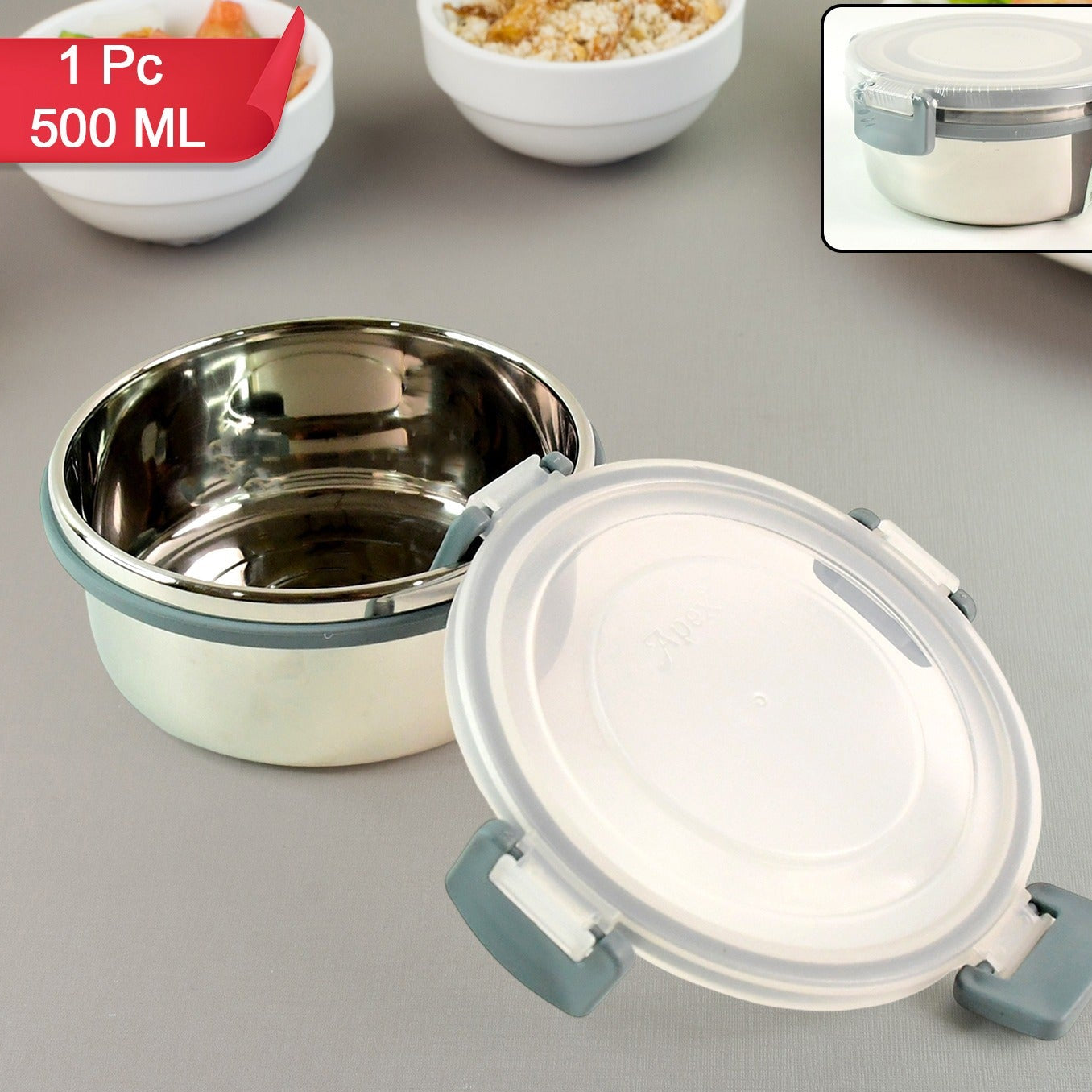 Apex Round Food Container Approx 500 ML (1 Pc) - Airtight & Leakproof Plastic - Happy Price - Image 1