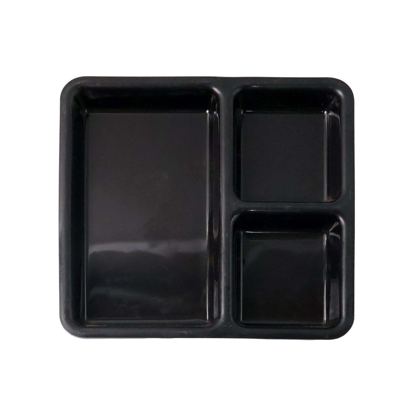 3 Section Meal Serving Tray - Rectangular Plastic Plate for Portion Control (1 Pc, Black) - Happy Price - Image 2