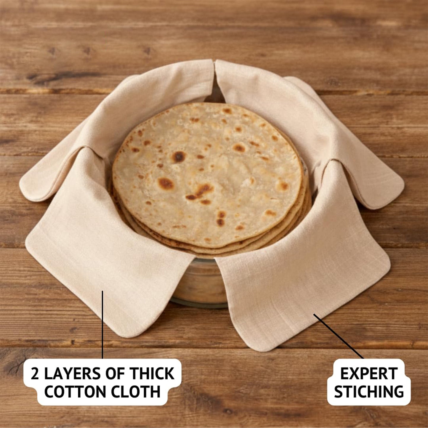 Pure Cotton Roti Mate Cloth Round Roti Cover (51 51 Cm 1 Pc)