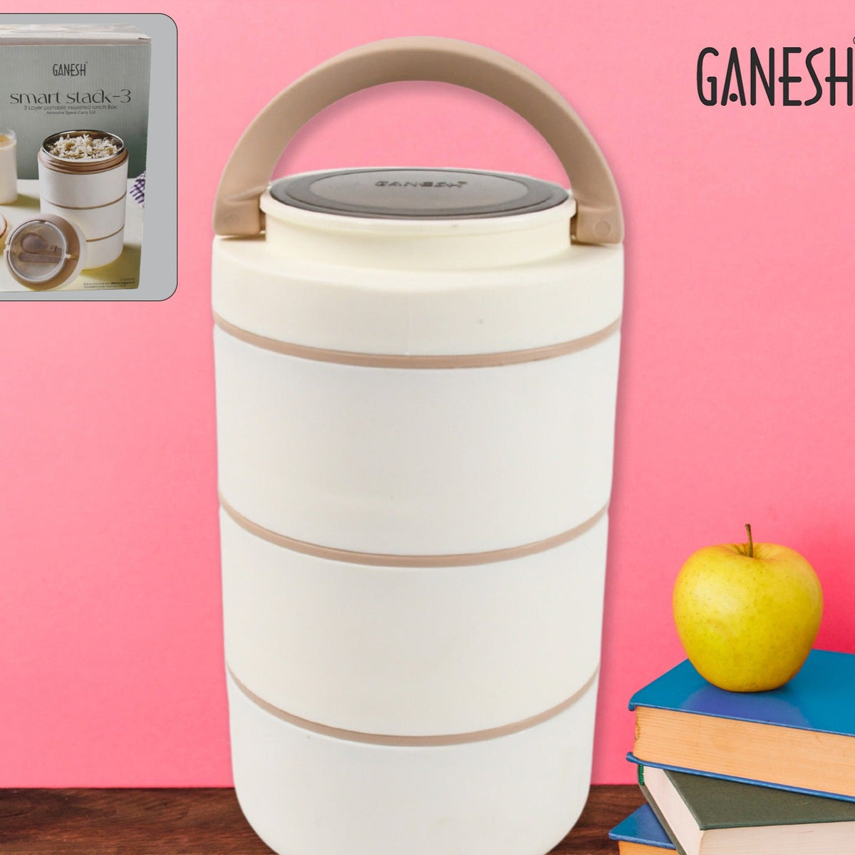 Ganesh Smart Stack 23 Layer Portable Lunch Box Stainless Steel Airtight Leak-proof Lunch Box For Office School Picnic Color May Vary (2 Layer 3 Layer) - Happy Price - Image 1