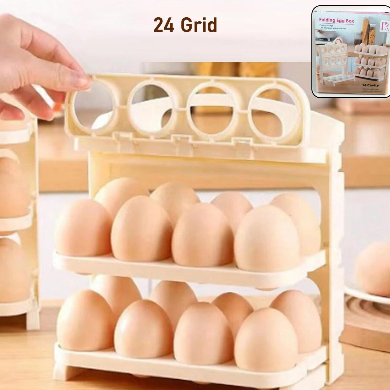 Plastic Foldable Egg Tray 24 Grid Egg Storage Box (1 Pc) - Happy Price - Image 1