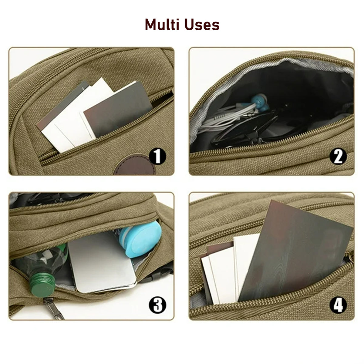 Canvas Waist Bag for Men & Women (1 Pc) - Adjustable Sling Pouch - Happy Price - Image 5