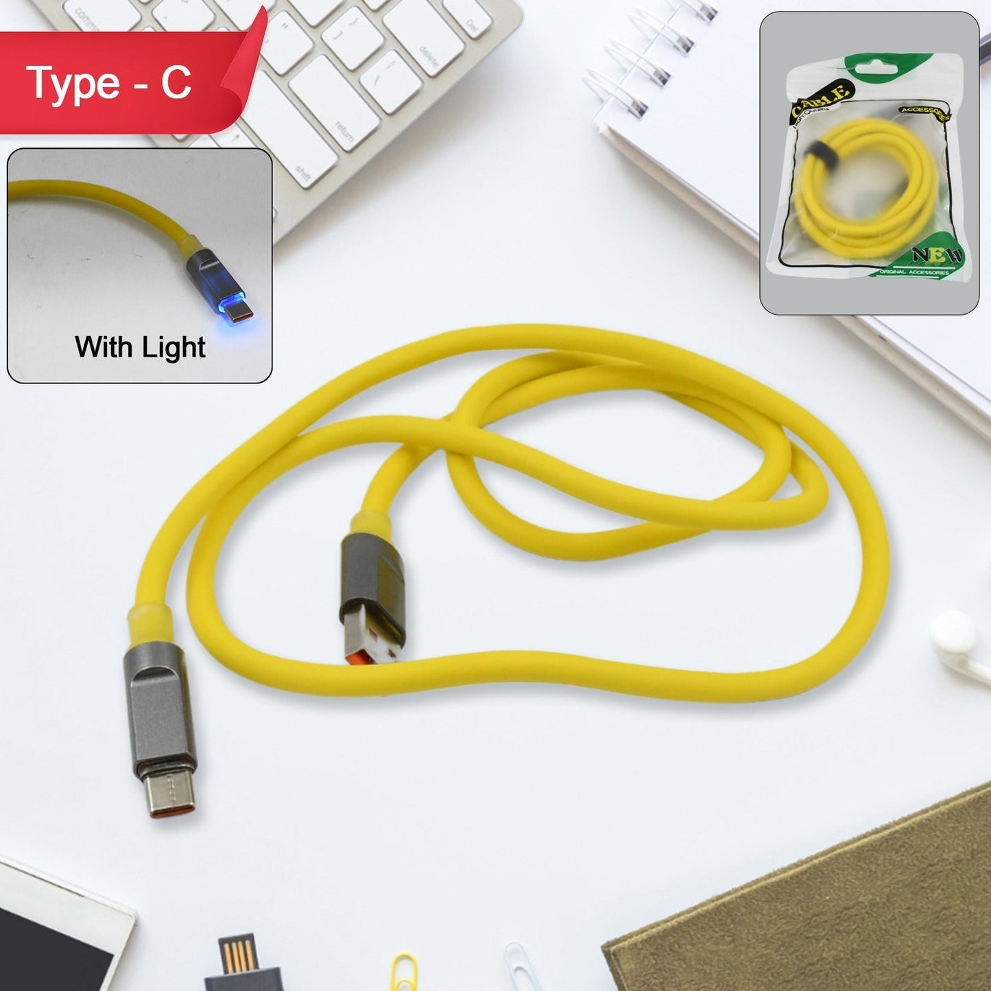 1 Meter Type C Charging Cable with Indicator Light - Fast Data Transfer - Happy Price - Image 1
