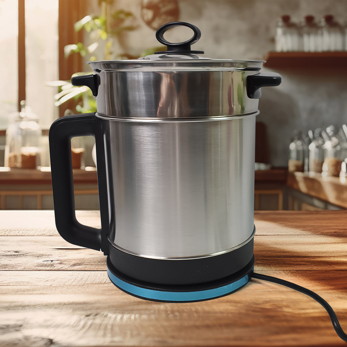 Soup Pot With Lid Stainless Steel Multi Cooker Kettle (800w 2.5 Ltr.) - Happy Price - Image 4