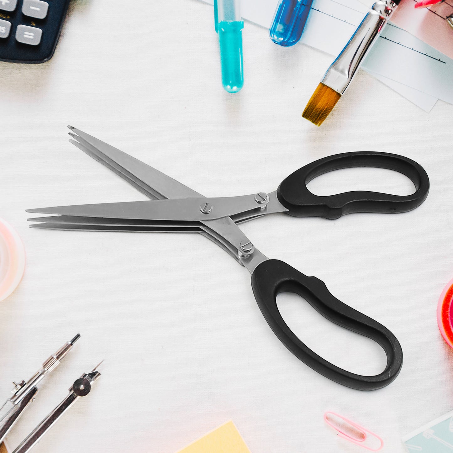 Multifunction Vegetable Stainless Steel Herbs Scissor With 3 Blades (1 Pc) - Happy Price - Image 2