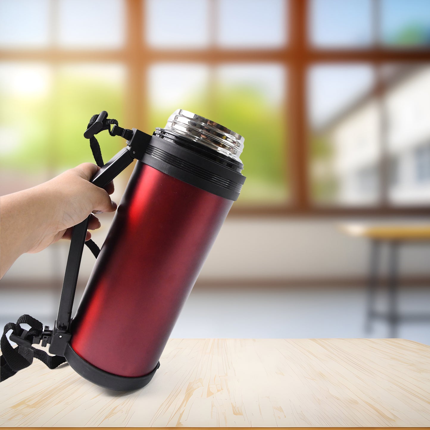 1500ml Stainless Steel Insulated Water Bottle with Straw, Handle & Strap - Happy Price - Image 3
