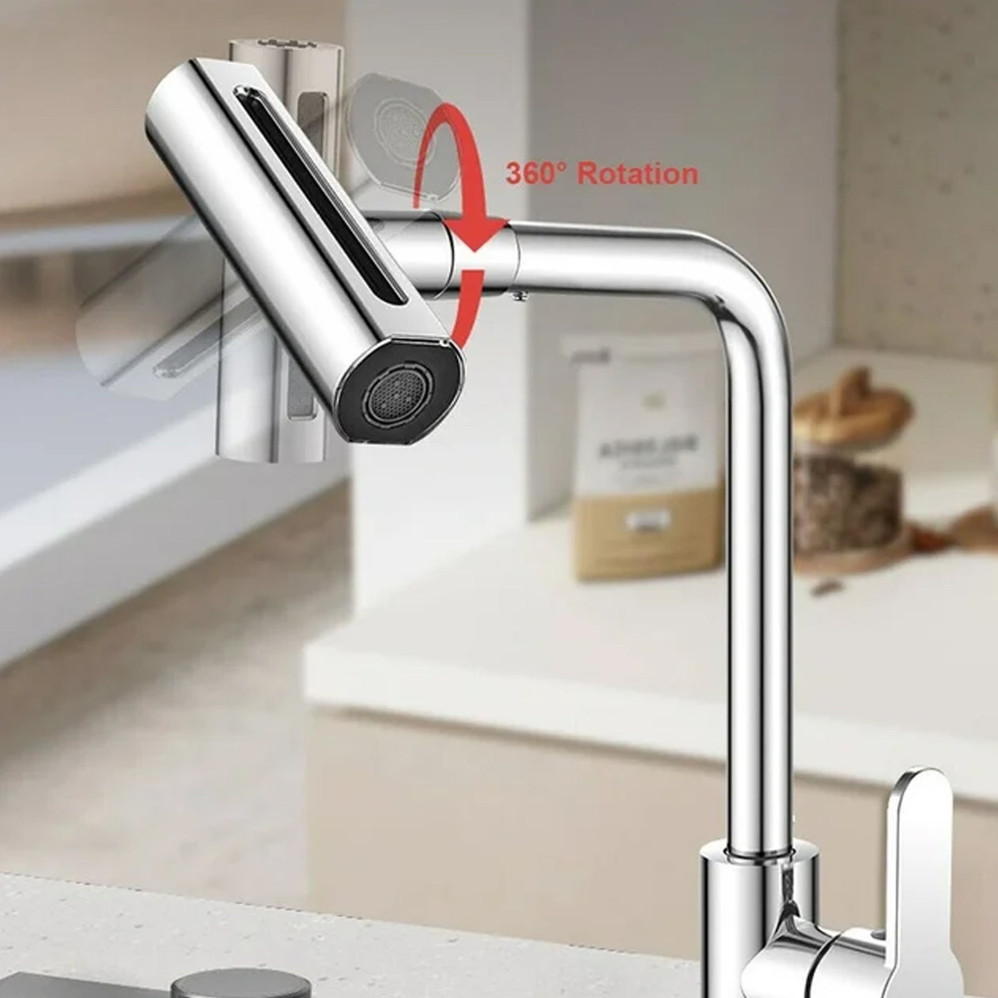 Multifunction Shower Waterfall Kitchen Faucet 360 Rotation Waterfall Kitchen Faucet Touch Kitchen Faucet Faucet Extender For Kitchen Sink Swivel Waterfall Kitchen Faucet For Washing Vegetable Fruit (4 In 1 ) - Happy Price - Image 3