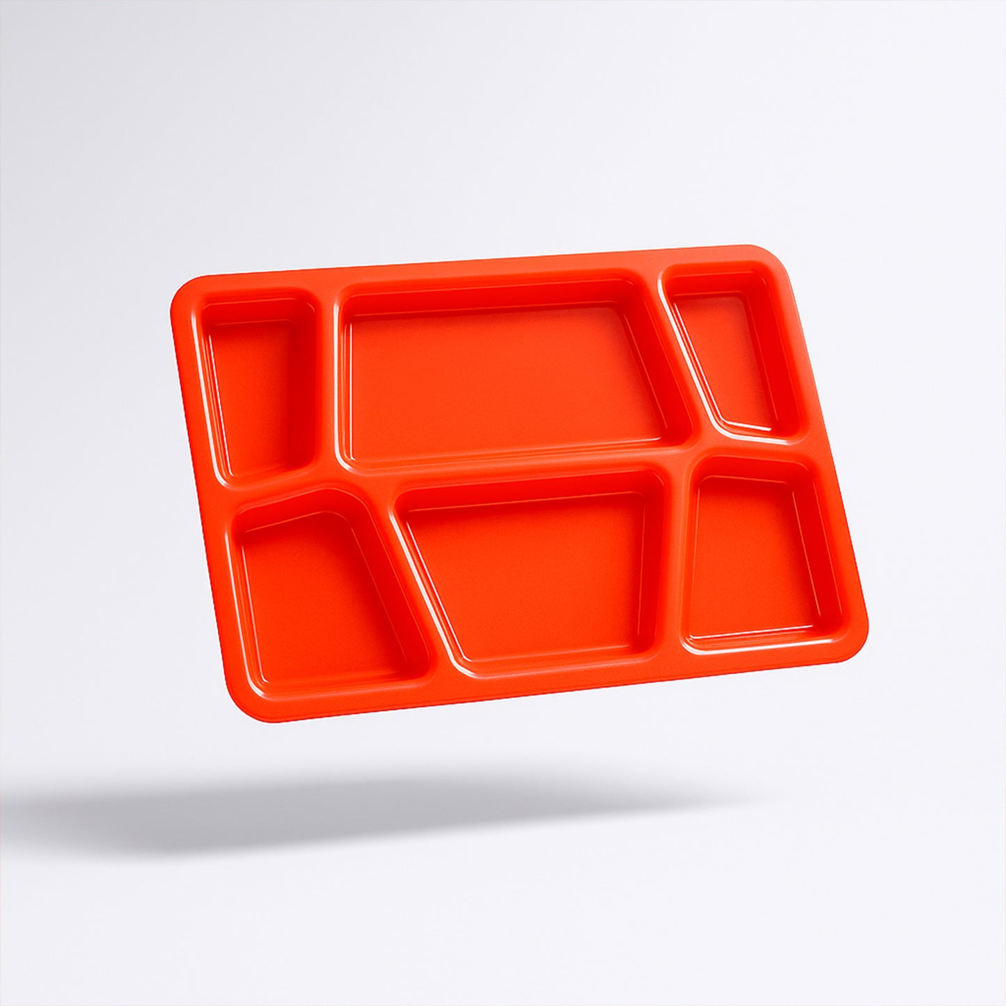 Plastic Multi-Compartment Meal Serving Tray - 6 Sections, Red (1 Pc) - Happy Price - Image 2