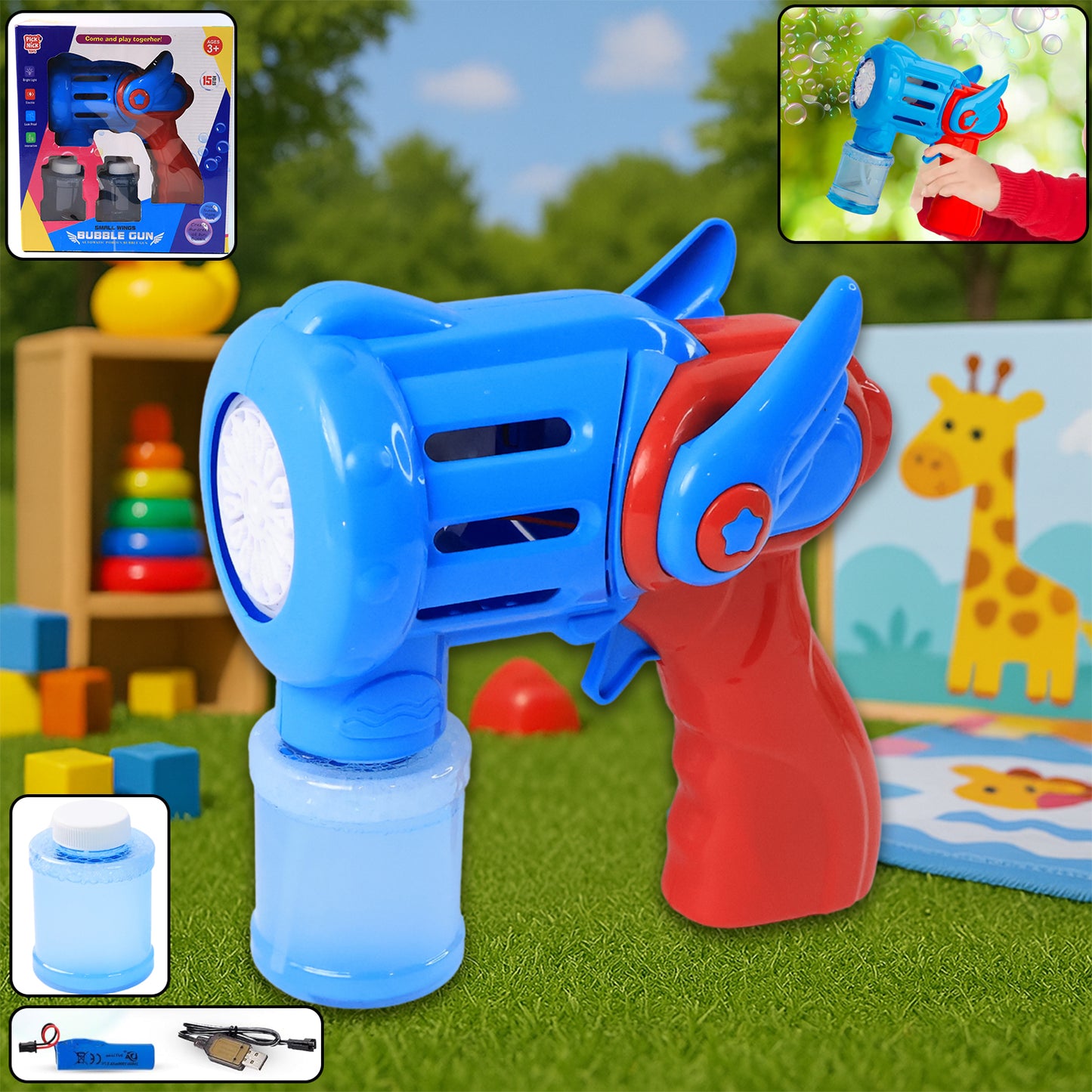 Rechargeable Bubble Gun Toy For Kids (1 Set) - Happy Price - Image 3