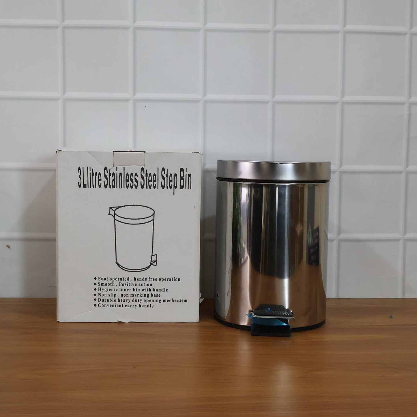 3 Litre Stainless Steel Pedal Dustbin with Soft Close Lid - 1 Pc - Great Price - Image 7