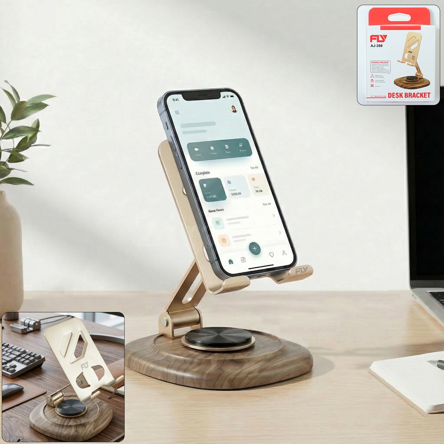 Adjustable Metal Phone Stand for Desk with Stable Plastic Base (1 Pc) - Great Price - Image 2