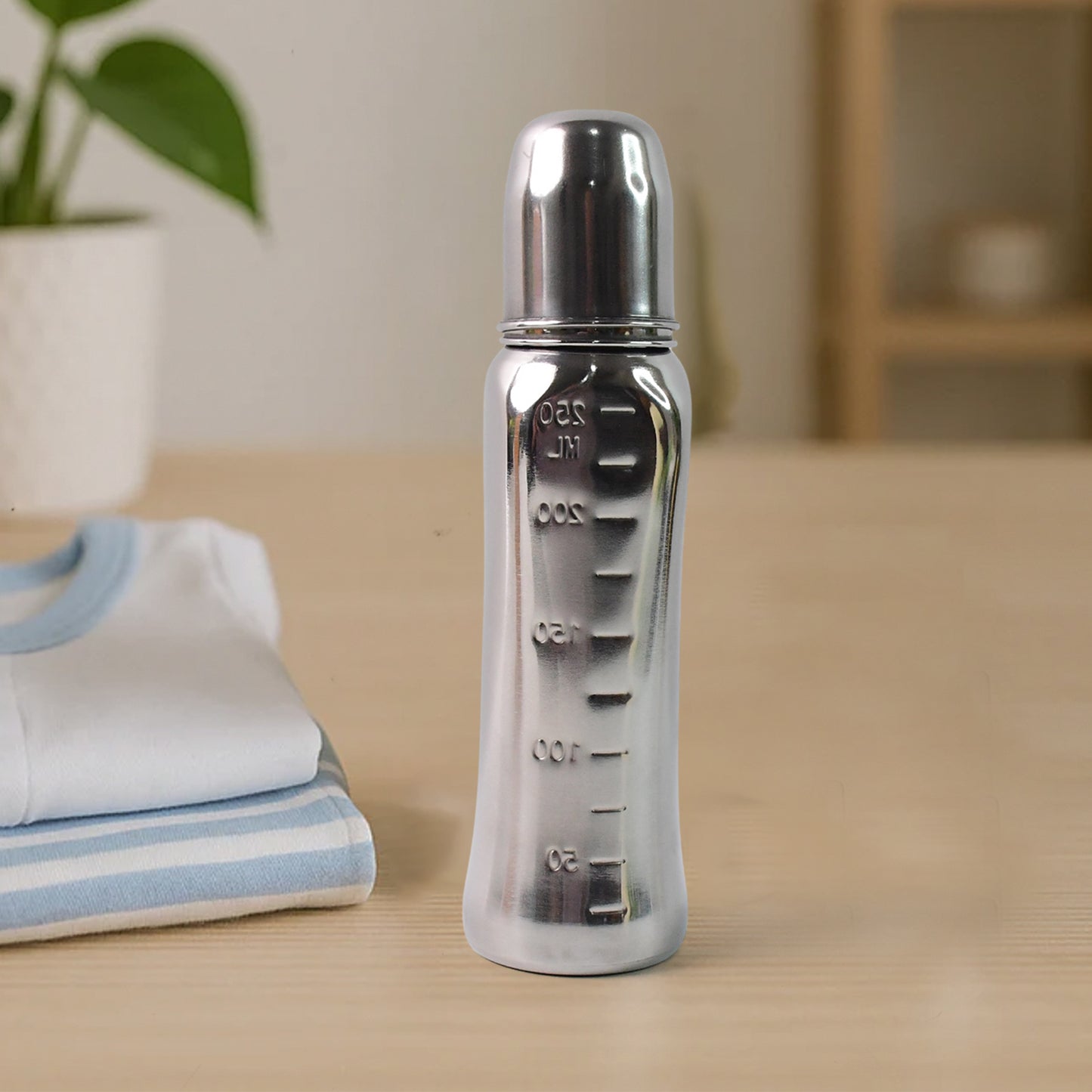 Stainless Steel Baby Feeding Bottle 250ml with Anti-Colic Nipple - Happy Price - Image 3