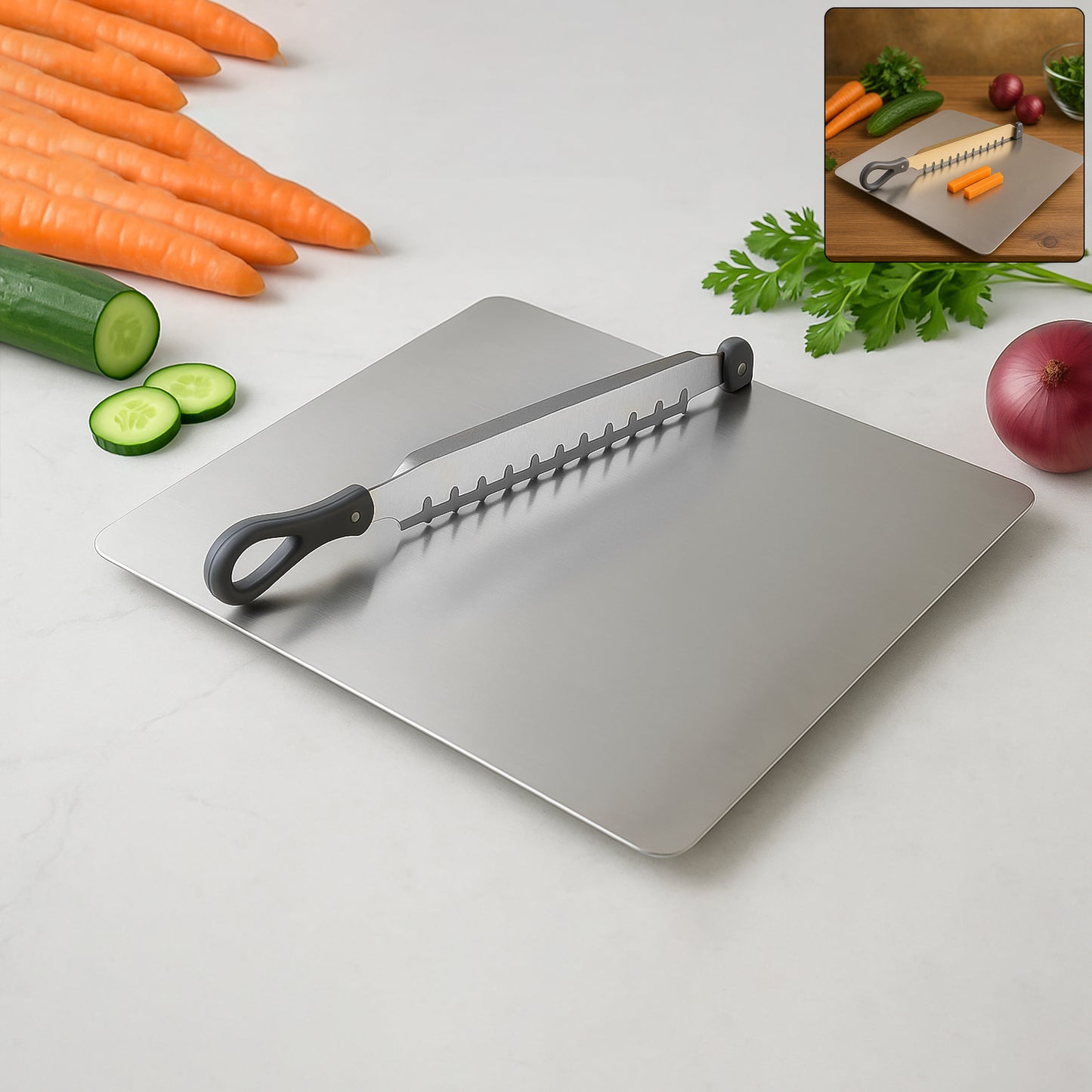 Supermom Stainless Steel Multifunctional Cut Chop Vegetable Slicer Tool (1 Pc) - Happy Price - Image 6