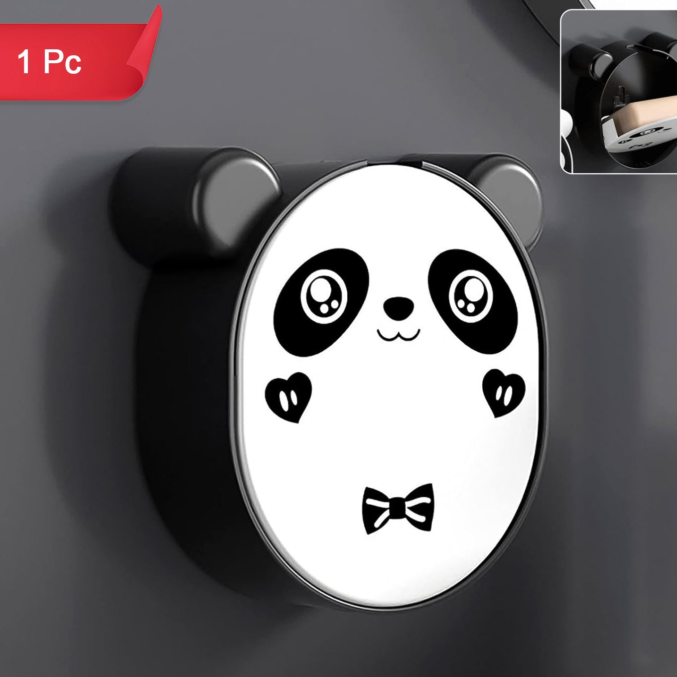 Cute Panda Wall Mounted Soap Holder with Flip-Top Lid & Drainage (1 Pc) - Happy Price - Image 1